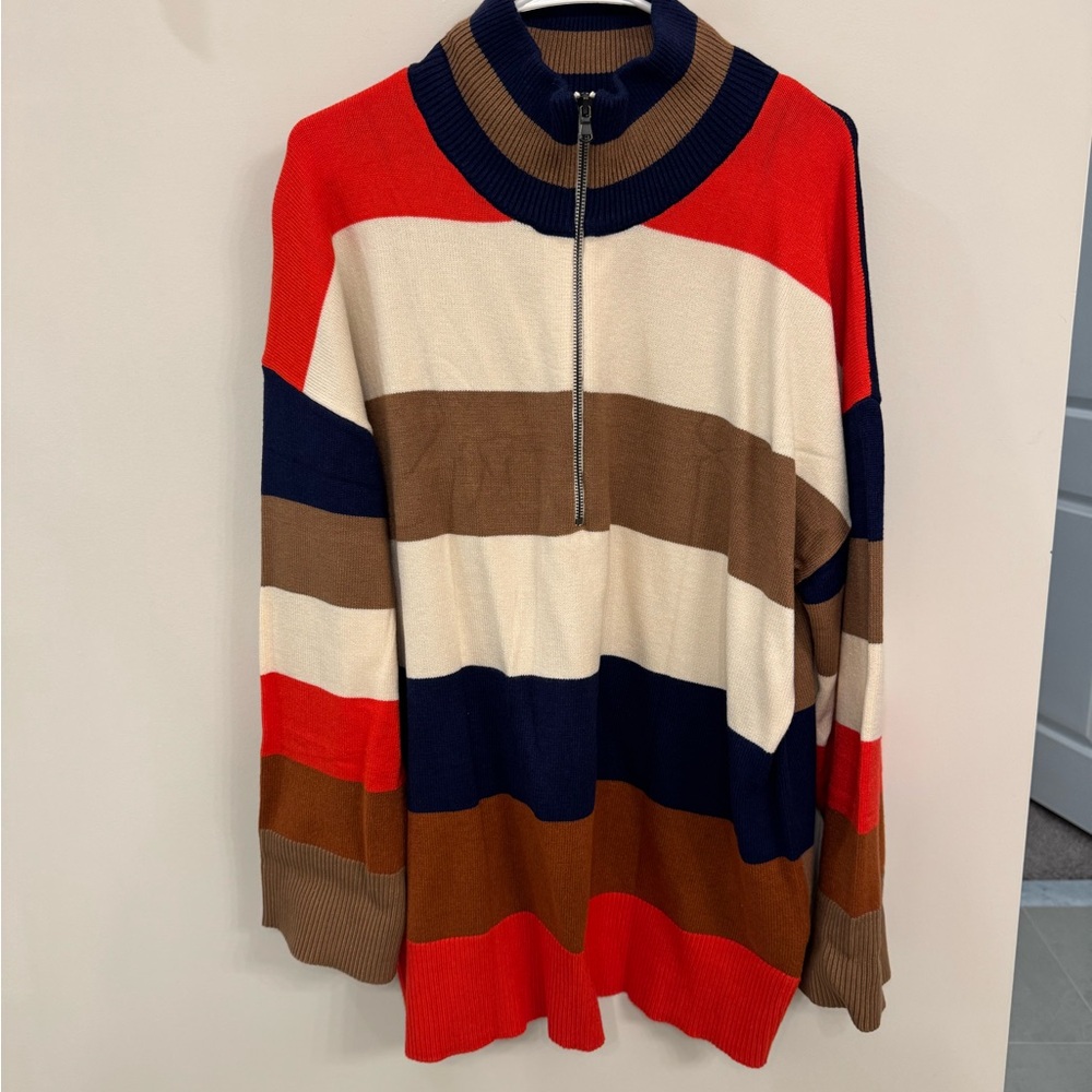 Striped Multicolor Half-Zip Sweater